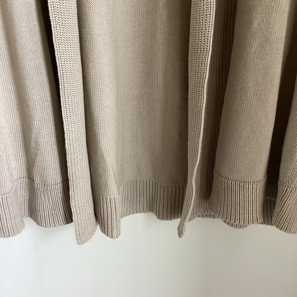 Lafayette 148 Cardigan Sweater Womens Small Tan Open Front Knit Chunky Classic - Picture 2 of 14